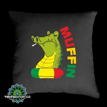 Dekorativní polštářek TEKNOSHOP Muffin 2015 Krokodýl dnb polštářek s potiskem černý