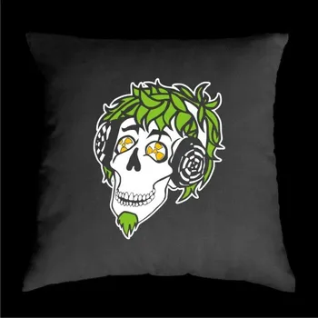 Dekorativní polštářek TEKNOSHOP Dj Skull tekno polštářek s potiskem černý
