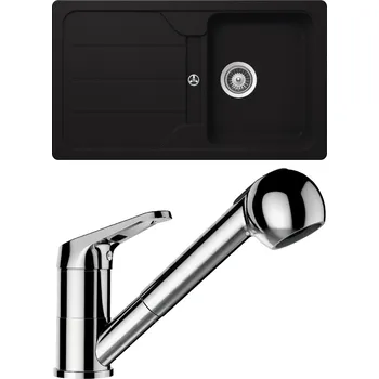 Granitový dřez Set Schock S22-7 (dřez Formhaus D-100 Onyx + baterie Cosmo.120 Chrom)