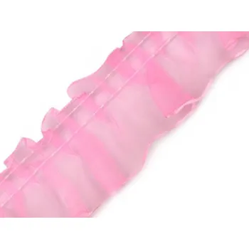 Oděvní prýmek, volánový prýmek, růžová 35mm