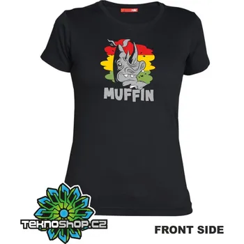 Dámské tričko TEKNOSHOP Muffin 2016 Nosorožec dnb tričko s potiskem dámské S černé