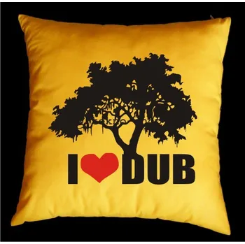 Dekorativní polštářek TEKNOSHOP I Love Dub dnb polštářek s potiskem červený