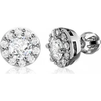 Šperk Couple, Moderní náušnice Troy, bílé zlato se zirkony, 585-66-3-0277.1B00.0.00.001.05