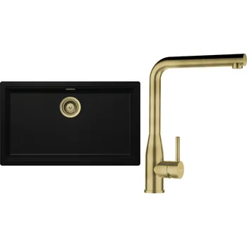 Granitový dřez Set Schock S29-18 (dřez Kiruna N-100XL Night + baterie Keto.120 White Gold + komponenty White Gold)