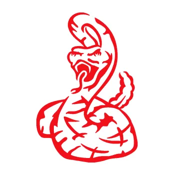 Samolepící dekorace SAMOLEPKA Had 002 levá chřestýš (10 - červená) NA AUTO, NÁLEPKA, FÓLIE, POLEP, TUNING, VLASTNÍ TEXT, TISK, AUTOSAMOLEPKY.cz, POLEPY, OBRÁZEK, LOGO, SAMOLEPKY