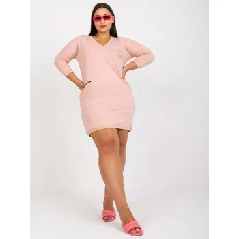 Dámská tunika Dámská tunika s výstřihem do V plus size bavlněná CLARK růžová