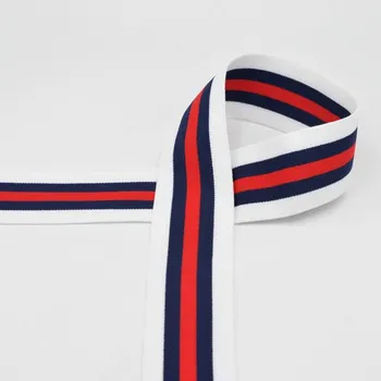 Textilie Pruženka bílo-modro-červené pruhy, 40mm