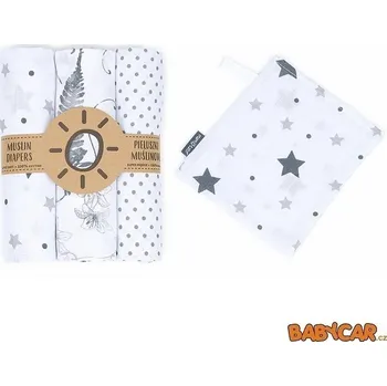 Plena 1/2 Mamo Tato Mušelínové plenky puntíčky listy hvězdičky 3 ks