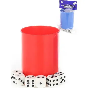 Pexeso Hra Kostky hrací set 6ks s kalíškem 2 barvy plast v krabici