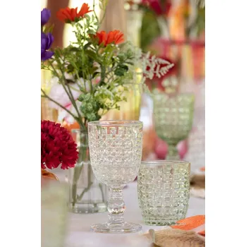 Sklenice Reliéfní transparentní sklenička na noze Embossed - Ø8*17cm / 200ml