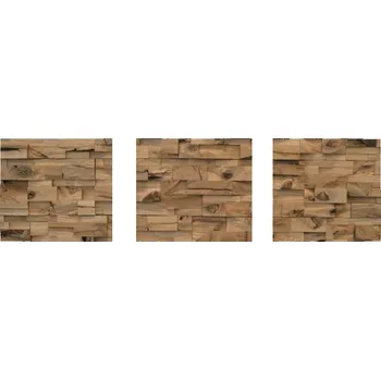 RUSTIK SPLITT WOOD, kombinace šířek, 5 řad, DUB štípaný obklad - balení obsahuje 3 kusy panelů (180 x 180 mm)