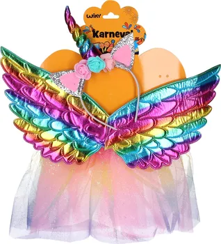 Karnevalový kostým Wiky W026057 Duhový jednorožec s křídly