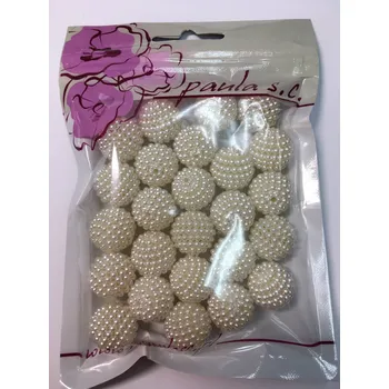 Korálek Korálky plast., OZDOBNÉ KRÉMOVÉ, 18mm, 1bal.