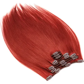 Příčesek Clip in vlasy 40cm Remy pravé lidské AAA - měděné