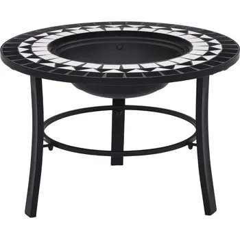vidaXL Marketos Mozaikové ohniště černé a bílé 68 cm keramika