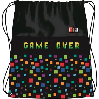 Školní sáček Gamer Sáček na přezůvky a cvičební úbor St.RIGHT - GAME OVER, rozměry: 34 x 43 cm