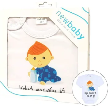 Kojenecký body Body s potiskem New Baby Když nespím já, tak ani vy - dárkové balení, vel. 56 (0-3m)
