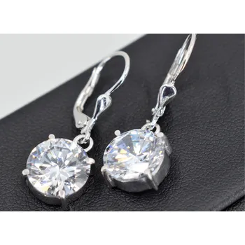 Náušnice Stříbrné visací náušnice Fanza – luxusní elegance s masivními zirkony (Ag 925, rhodiované, zapínání na klapku)