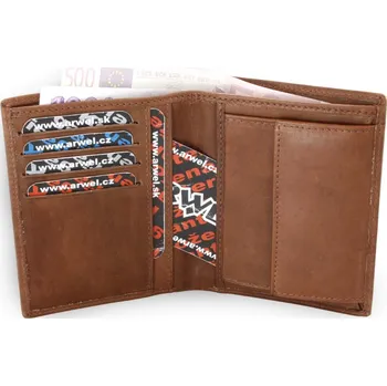 Peněženka Pánská kožená peněženka Arwel 3220 - tmavě hnědá