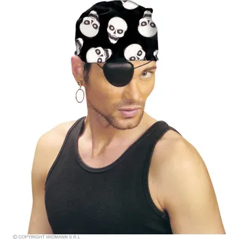 Karnevalový doplněk Widmann Pirátský šátek s lebkami 55 x 55 cm černý/bílý