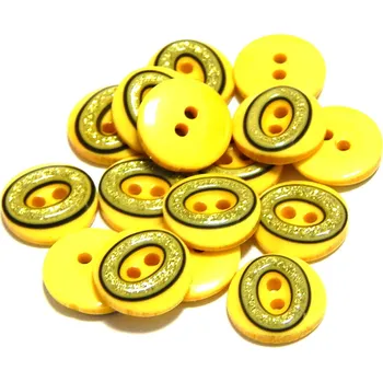 Knoflík GU207, Plastový knoflík, žlutý, 13 mm / 1 kus