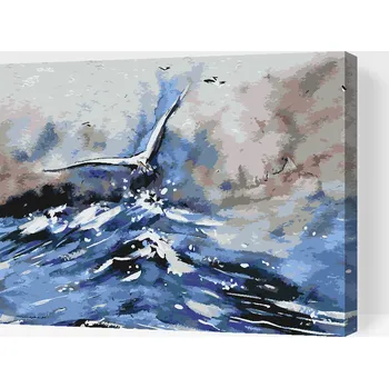 Malování podle čísel - Racek letící nad mořem Velikost: 30x40cm, Rámování: Pouze srolované plátno