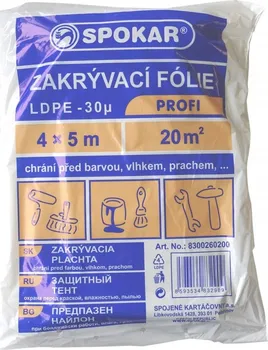 Zakrývací fólie na malování SPOKAR LDPE zakrývací folie na malování 30 µ 4 x 5 m