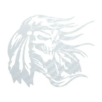 Samolepící dekorace SAMOLEPKA Indián 007 pravá lebka náčelník (51 - 3D karbon bílý) NA AUTO, NÁLEPKA, FÓLIE, POLEP, TUNING, VLASTNÍ TEXT, TISK, AUTOSAMOLEPKY.cz, POLEPY, OBRÁZEK, LOGO, SAMOLEPKY