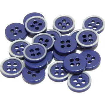 Knoflík GU195, Plastový knoflík, modrý s bílým, 10 mm / 1 kus