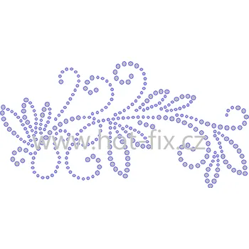 A108-P - abstrakt nažehlovací hot-fix kamínková aplikace na textil, rozměry cca 16,0x8,2cm barva: kameny barva 101 Crystal /stříbrná