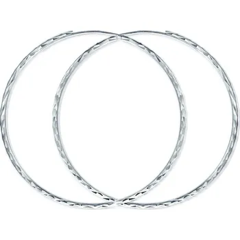 Náušnice GEMMAX Velké zlaté náušnice Kruhy Ø 50 mm, diamantový brus, bílé zlato – zlatý šperk ryzosti 585/1000 v Dárkovém balení s Certifikátem GLEWN-50-63501