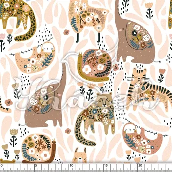 Zakázkový tisk, softshell, kočárkovina... Květinová zvířátka růžová Látky k tisku: Microfirba