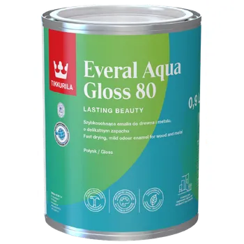 Lak na dřevo Tikkurila Everal Aqua Gloss 80 0,9l Odstín TVT: Bílá (báze A)
