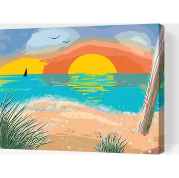 Malování podle čísel - Malovaná pláž Velikost: 30x40cm, Rámování: Pouze srolované plátno