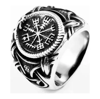 Prsten OCELOVÝ PRSTEN VIKING AMULET - VEGVISIR JÖRMUNGANDR Velikost: 8