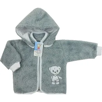 Kojenecká bunda Kabátek fleece-peří s odepínací kapucí - světle šedý vel. 56