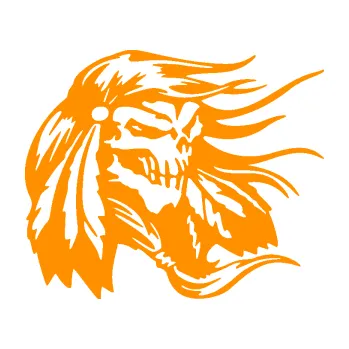 Samolepící dekorace Indián 007 pravá lebka náčelník (06 - oranžová) SAMOLEPKA NA AUTO, NÁLEPKA, FÓLIE, POLEP, TUNING, VLASTNÍ TEXT, TISK, AUTOSAMOLEPKY.cz, POLEPY, OBRÁZEK, LOGO, 3D STICKERS