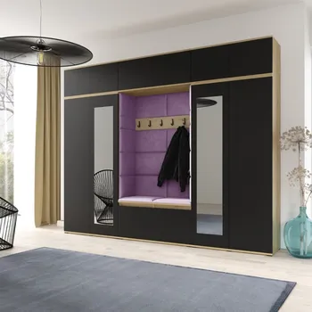 Předsíňová stěna Předsíňová stěna Emi 17 - dub/černá Barva panelů: Fialová - Trinity 11