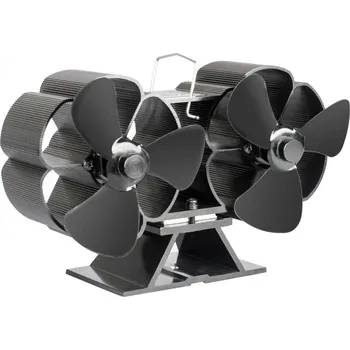 Krbový ventilátor Flamingo Ventilátor na kamna dvouhlavý černý