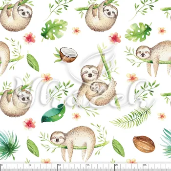 Zakázkový tisk, softshell, kočárkovina... Lenochodi Látky k tisku: Teplákovina nepočesaná