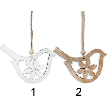 Zahradní dekorace Ptáček závěs dřevo 10cm mix