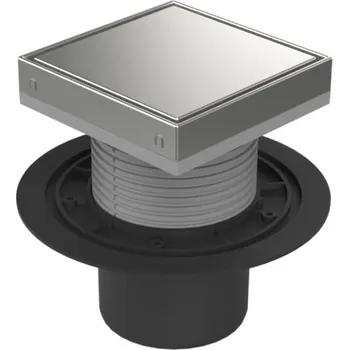 Kanalizační potrubí Podlahová vpusť spodní D110, nerez rámeček, mřížka STEEL S1 386 A