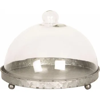 Clayre & Eef 6GL2491 skleněný poklop s kovovou podstavou 21 cm