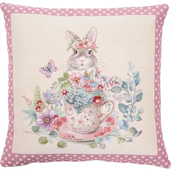 Povlak na polštářek Tegatex Gobelínový povlak na polštář - králíček puntík růžový 42*42 cm