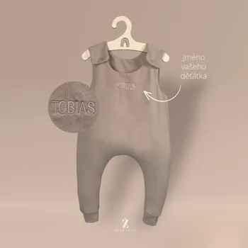 Lacláčky s výšivkou vlastního jména Barva: Béžová, Velikost: 86 - 12-18 m, Písmo: Tiskací font