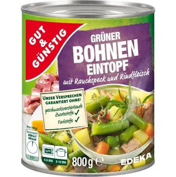 Konzervované maso G&G Fazolový eintopf s uzenou slaninou a hovězím masem 800g - originál z Německa