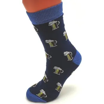 Dámské ponožky Veselé ponožky piva tm.modro-sv.modré- vel. 39 - 42