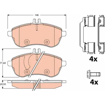 Brzdová destička Sada brzdových destiček, kotoučová brzda TRW GDB2056