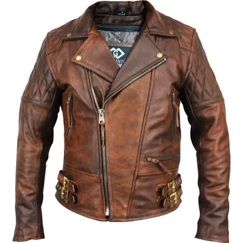 Pánský křivák Kožený retro křivák Diamond hnědý s vyjímatelnými CE chrániči - XL