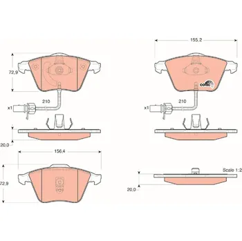 Brzdová destička Sada brzdových destiček, kotoučová brzda TRW GDB1528